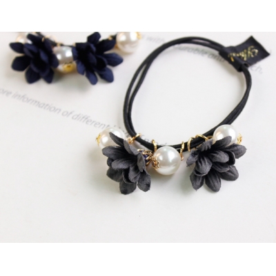 Summer Style Elegant Flower Simulated Pearls Elastic Hair Bands For Girls